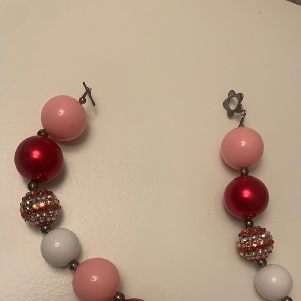 Pink and Red Beaded Necklace with Decorative Charm - Picture 8 of 8